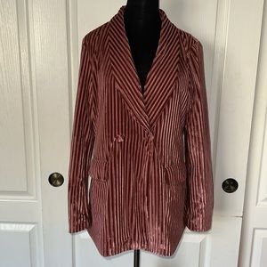 NASTY GAL PINK STRIPED VELVET OVERSIZED BLAZER MOB WIFE
